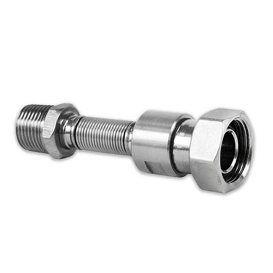 Flexibler Heizungsanschluss mit ÜWM, Universal, ausziehbar 100-120mm, 1/2“ AG x 3/4“ÜWM