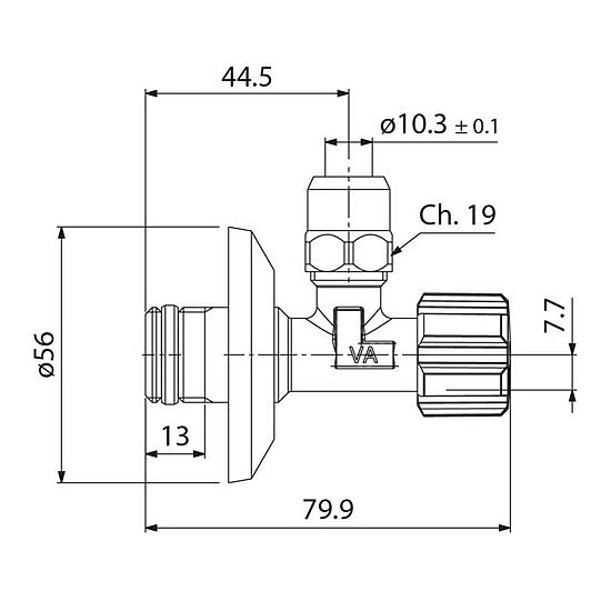 Eckventil VA Albertoni 1/2“ selbstdichtend Schubrosette 56mm DVGW geprüft