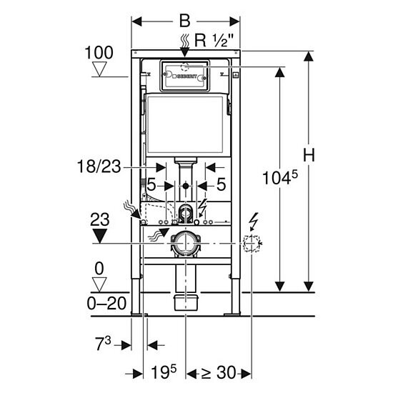 GEBERIT Wand-WC-Montageelement Duofix Basic mit Delta UP-Spülkasten 12 cm, Bauhöhe 112 cm 458.103.00