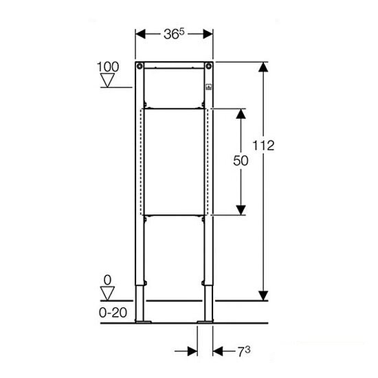 GEBERIT Montageelement Duofix, Stütz-/Haltegriff für barrierefreies Bauen, Bauhöhe 112 cm, 111.790.00.1