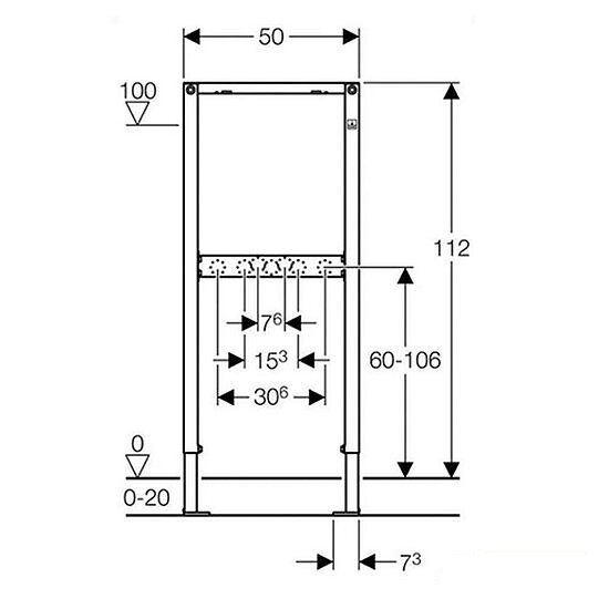 GEBERIT Montageelement Duofix, für Dusch-/Badewanne für Aufputz-Armaturen, Bauhöhe 112 cm, 111.740.00.1