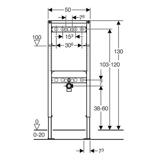 GEBERIT Ausgussbecken-Montageelement Duofix, für Wandarmatur, Bauhöhe 130 cm, 111.450.00.1