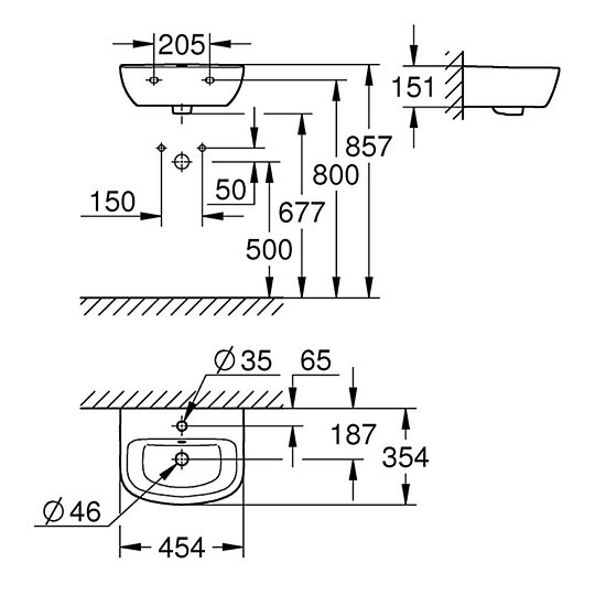 Grohe Bau Keramik Handwaschbecken 45cm, alpinweiß