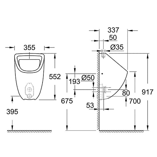 Grohe Bau Keramik Urinal verdeckter Zulauf, alpinweiß