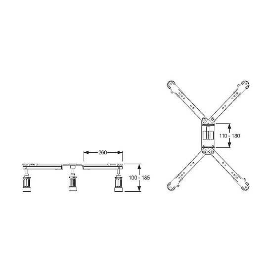 Mepa Duschwannenfüße für Acryl- und Stahlwannen von 800×750 mm bis 1000×1000 mm