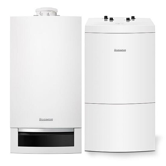 Gasbrennwertgerät GB172, 14 kW, Buderus, mit Warmwasserspeicher WU120W 120l, Erdgas E