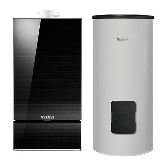 Gasbrennwertgerät GB182i, 24 kW, Buderus, mit Warmwasserspeicher SU160, 160L, Erdgas E/H, schwarz