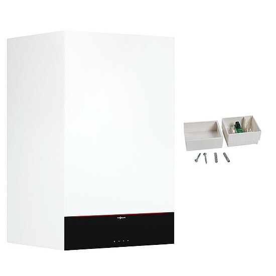 Gastherme Vitodens 222-W, 11 kW, 3,5 Zoll Display, Außentemperaturfühler, Ladespeicher, Viessmann