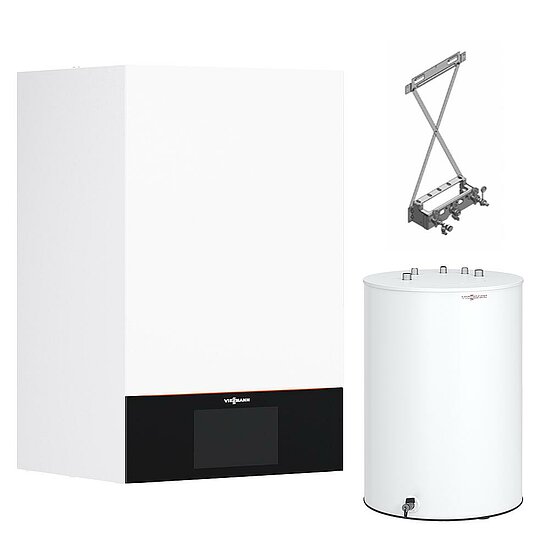 Gastherme Paket Vitodens 300-W, 11 kW, 120 L Vitocell 100-W CUGB-A, untergestellt, Viessmann