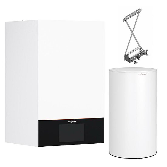 Gastherme Paket Vitodens 300-W, 11 kW, 160 L Vitocell 100-W CVAB-A, nebengestellt, Viessmann