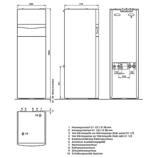 VAILLANT Heizungswärmepumpe flexoCOMPACT exklusive VWF 58/4