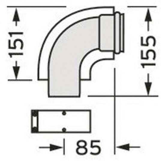 VAILLANT Bogen 90 Grad turboTEC Luft-/Abgasführung. Alu. 60/100 mm