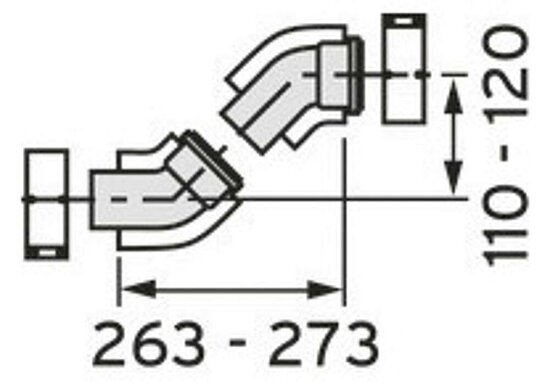 VAILLANT Bogen 45 Grad (2 St.) turboTEC Luft-/Abgasführung. Alu. 60/100 mm