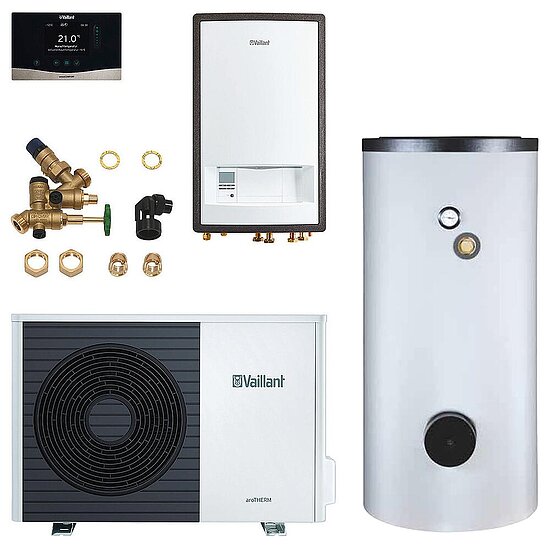 VAILLANT Wärmepumpen-Paket aroTHERM Split VWL 105/5 AS S2 mit 300 Liter Warmwasserwärmepumpenspeicher