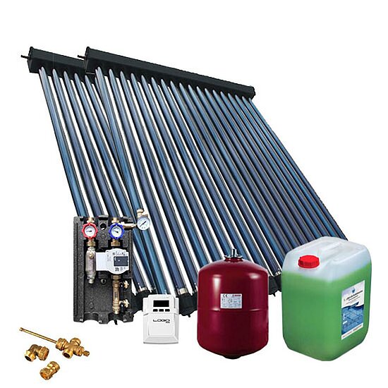 Solarpaket SUNEX mit 2x Rohrenkollektoren HP30 Heat Pipe, 9,78m², ohne Speicher