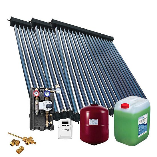 Solarpaket SUNEX mit 3x Rohrenkollektoren HP30 Heat Pipe, 14,67m², ohne Speicher