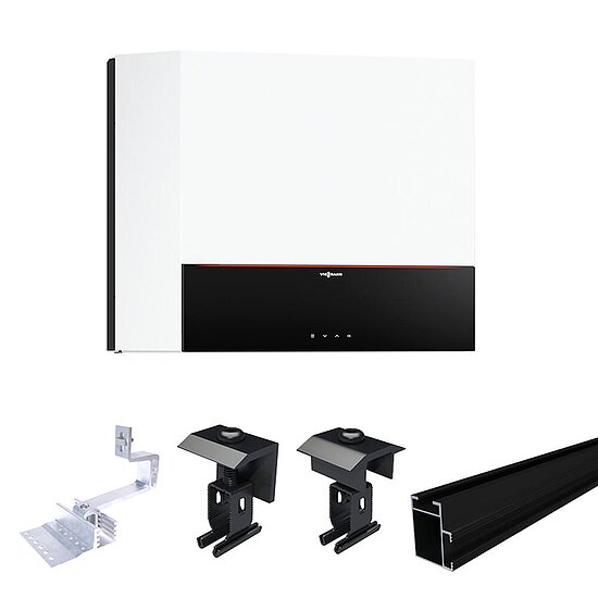 Viessmann Photovoltaik-Paket für Vitovolt 300 mit Vitocharge VX3, XS für 12 Module, schwarz, Schrägdachmontage