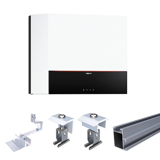 Viessmann Photovoltaik-Paket für Vitovolt 300 mit Vitocharge VX3, XS für 12 Module, silber, Schrägdachmontage