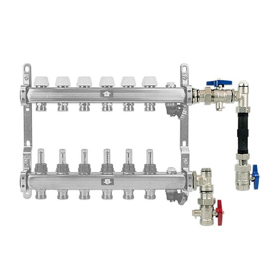 Anschlussgarnitur 3/4“ senkrecht mit Wärmemengenzähler-Einbausatz