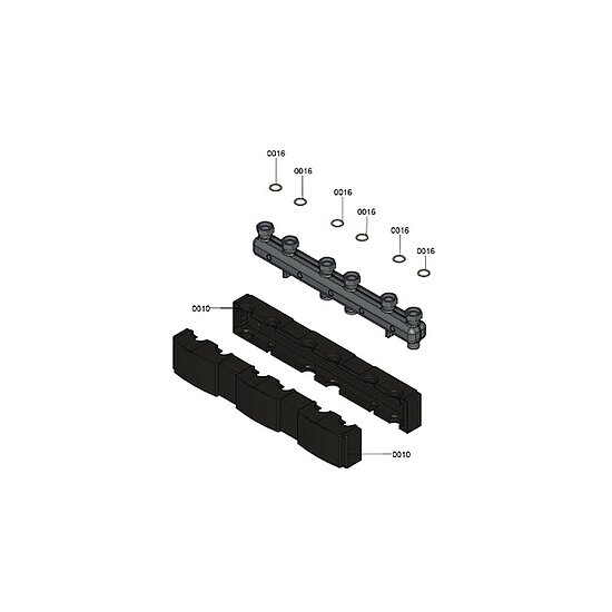 Viessmann Verteilerbalken für 3 Divicon mit Wärmedämmung zum Anbau an die Wand