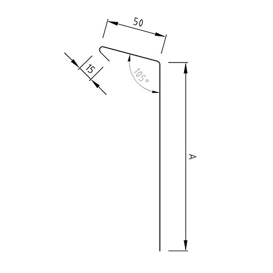 Dachrinne, Traufblech, Kupfer, glatt, 105° gekantet, 200×0,70x2000mm